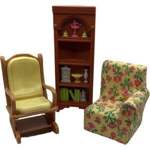 Fisher Price Loving Family Dollhouse Furniture Rocking Chair Armchair Book Shelf